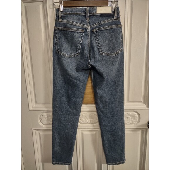 Redone Womens High Waist Button Fly Slim Ankle Jeans Pants Blue Size 24 - Picture 8 of 9